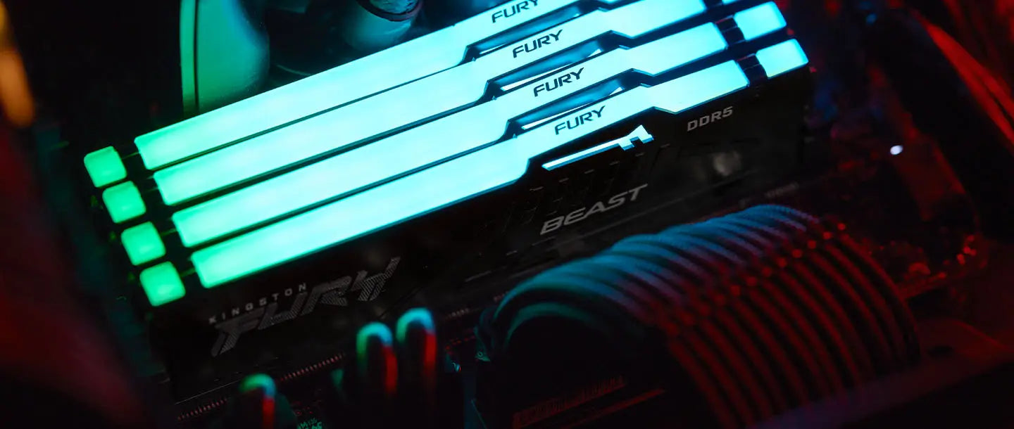 Kingston Fury RGB Beast 64GB CL30 (2x16GB) DDR5 RGB Desktop RAM - White EXPO