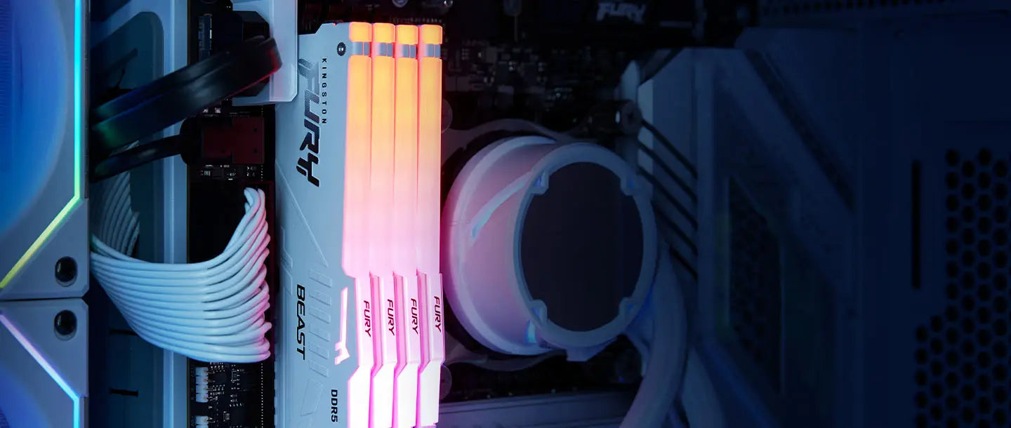 Kingston Fury RGB Beast 64GB CL30 (2x16GB) DDR5 RGB Desktop RAM - White EXPO