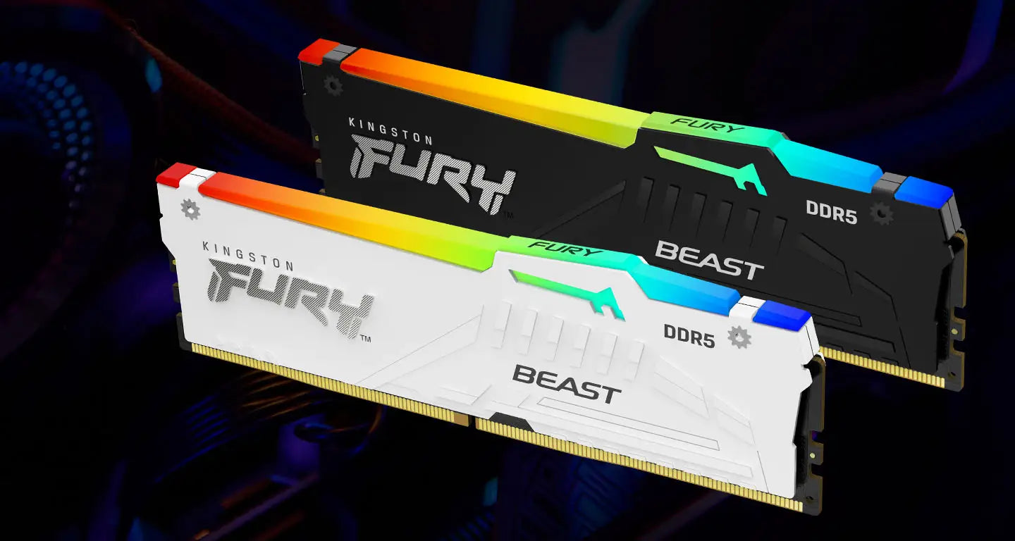 Kingston Fury RGB Beast 64GB CL30 (2x16GB) DDR5 RGB Desktop RAM - White EXPO