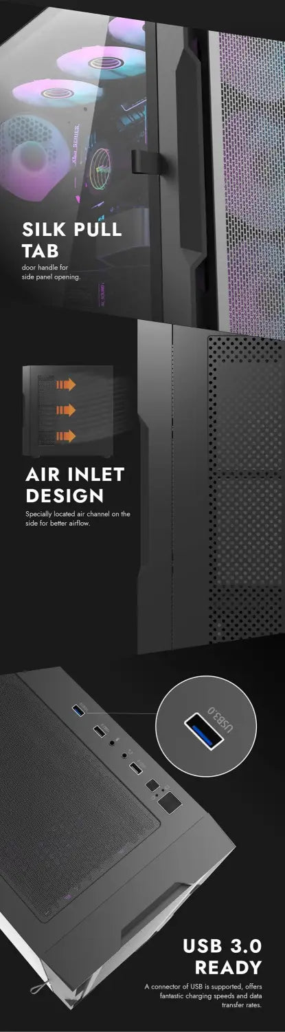 DarkFlash DK431 Tempered Glass Mesh ATX Case 4X ARGB Fans - White