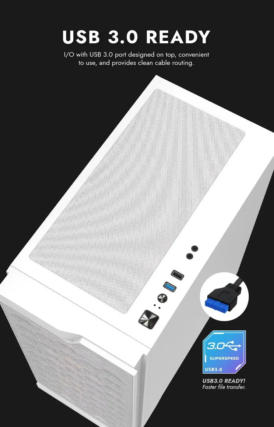 DarkFlash DK361 Tempered Glass ATX PC Case 4X ARGB Fans - White
