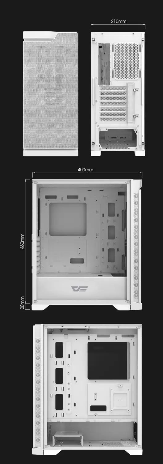 DarkFlash DK361 Tempered Glass ATX PC Case 4X ARGB Fans - White
