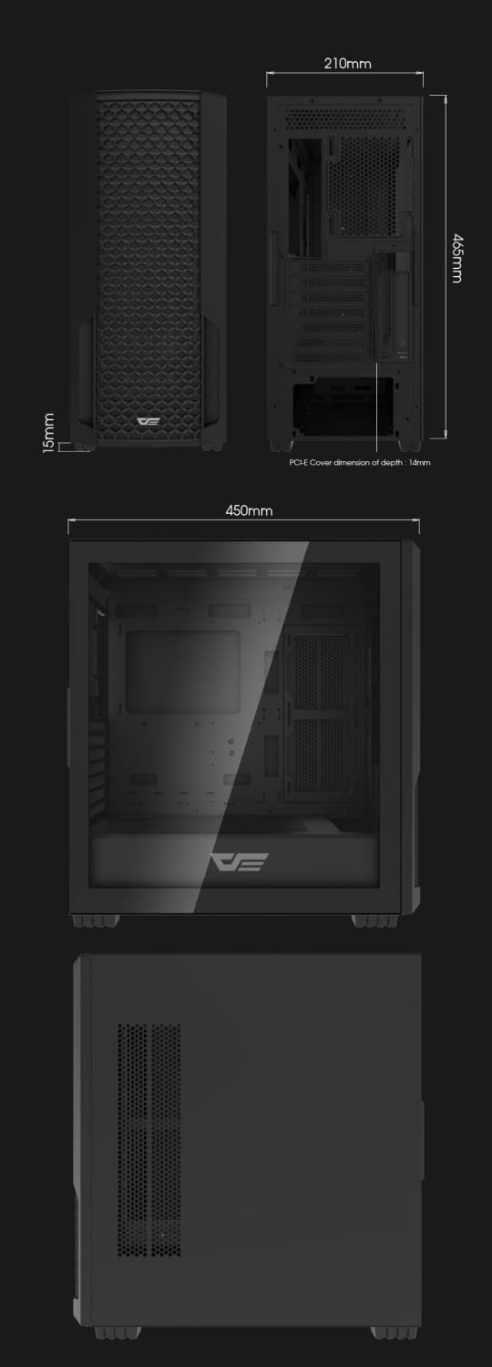 DarkFlash DF2100 Tempered Glass ATX PC Case 4X ARGB Fans - Black