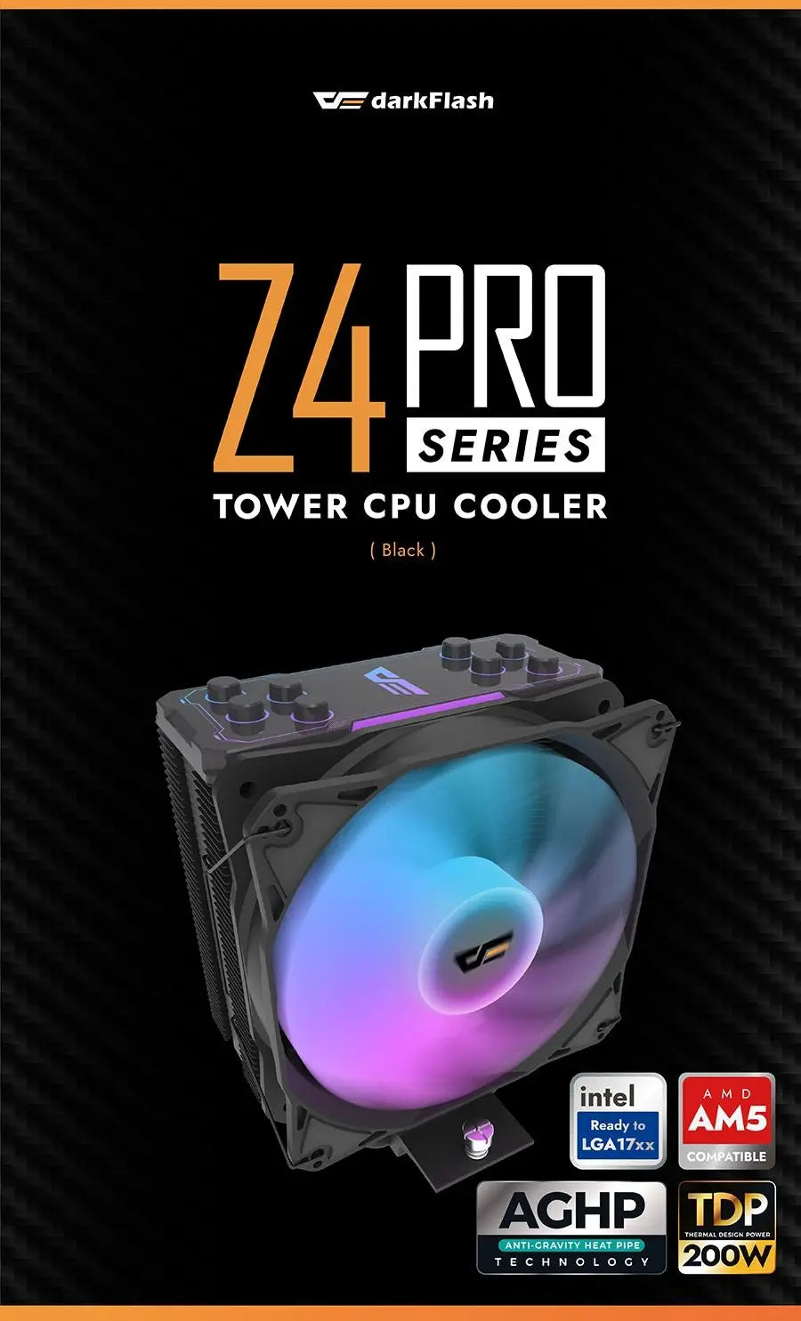 DarkFlash Storm Z4 Pro Mist Tower Black ARGB CPU Cooler