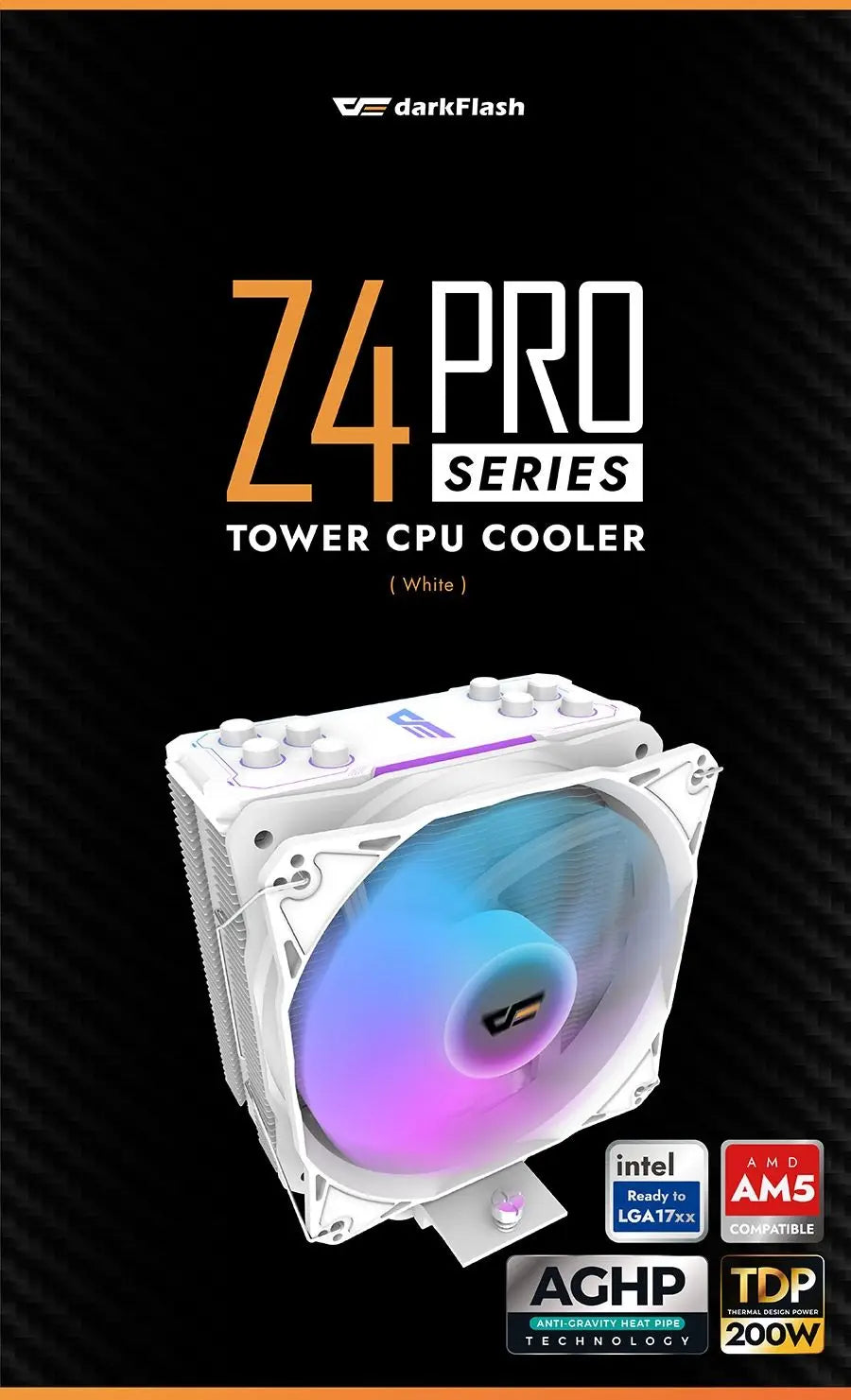 DarkFlash Storm Z4 Pro Mist Tower White ARGB CPU Cooler