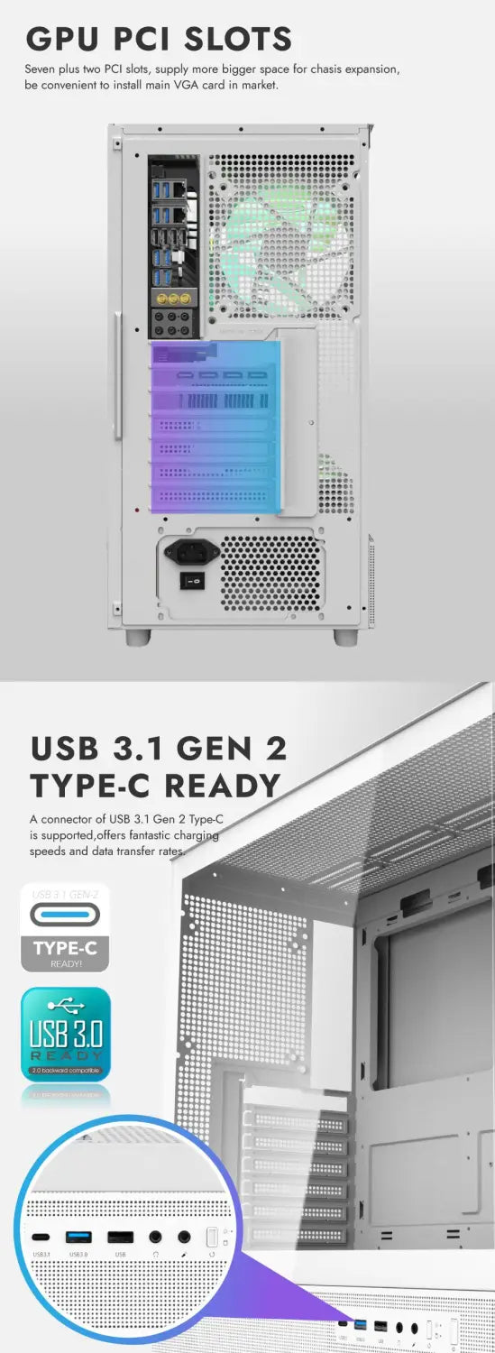 DarkFlash DPX90 Tempered Glass White ATX Gaming Case /w 3X ARGB Fans