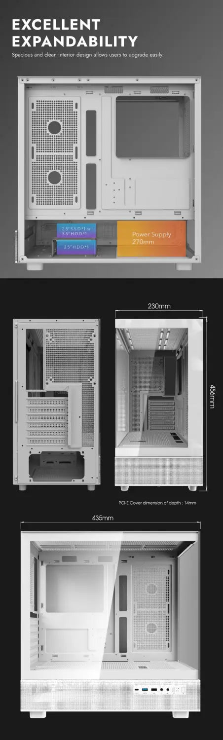 DarkFlash DPX90 Tempered Glass White ATX Gaming Case /w 3X ARGB Fans