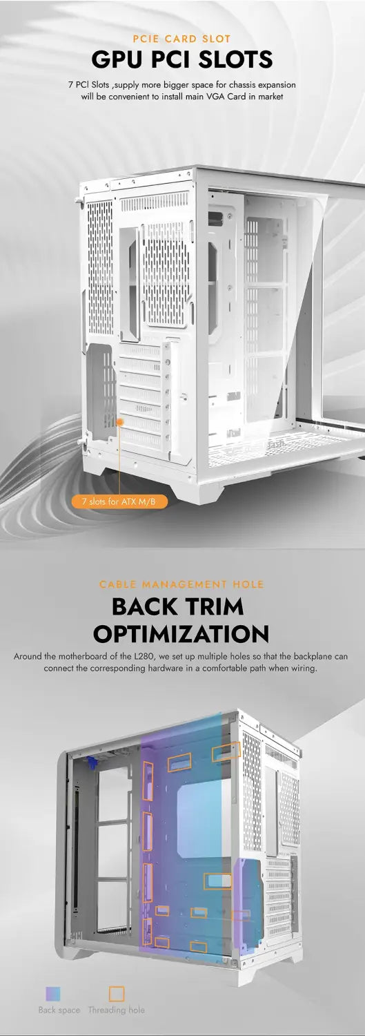 DarkFlash L280 ATX Curved Tempered Glass PC Case - White