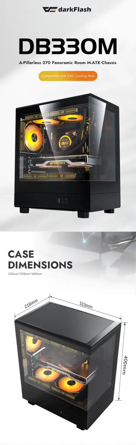 DarkFlash DB330M Black Gaming Case /w 3X ARGB Fans