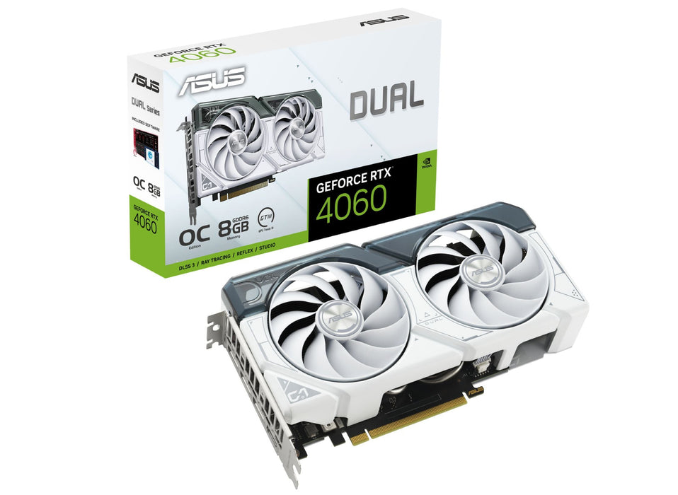 ASUS DUAL NVIDIA GeForce RTX 4060 OC 8GB GDDR6 White Graphics Card - Godmode Graphics Card ASUS