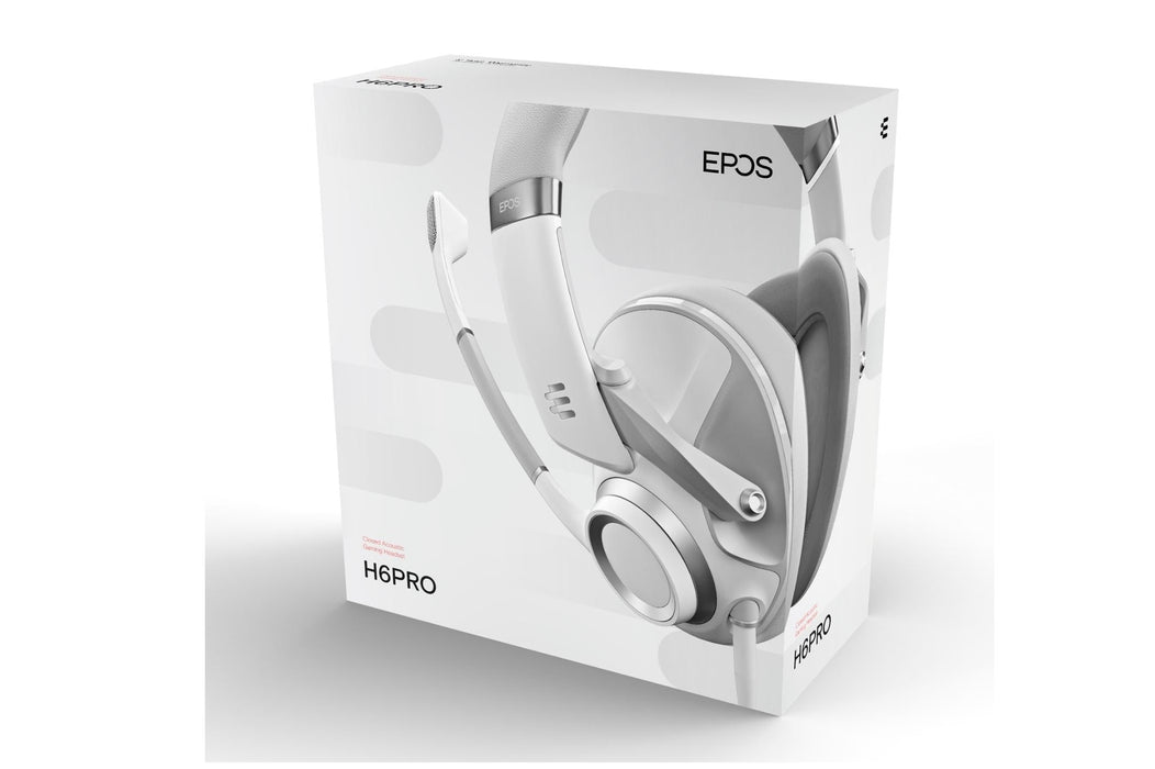 EPOS H6PRO Closed Acoustic Gaming Headset & GSX 300 Audio Bundle - White - Godmode Gaming Headset EPOS