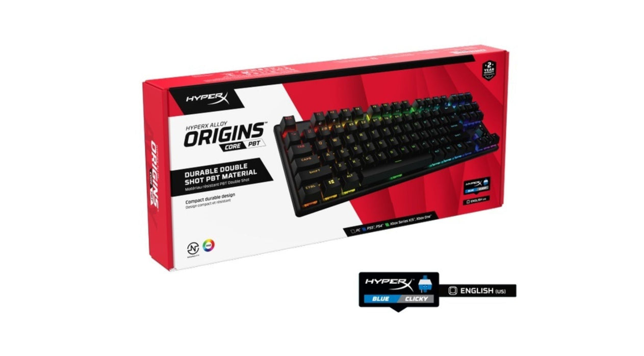 HyperX Alloy Origins Core PBT Mechanical Gaming Keyboard - Blue Clicky Switches - Godmode Gaming Keyboard HyperX