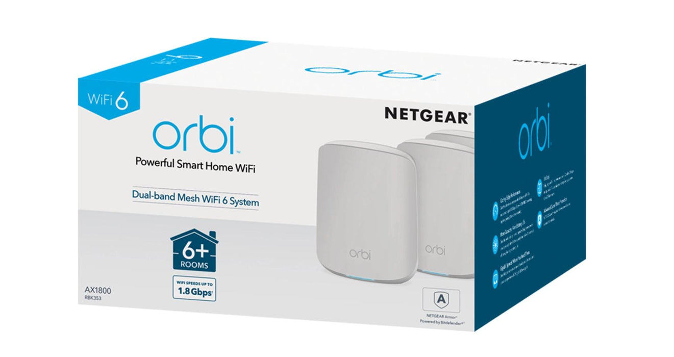 NETGEAR Orbi RBK353 AX1800 Dual-band WiFi 6 Mesh System - 3 pack - Godmode Router NETGEAR