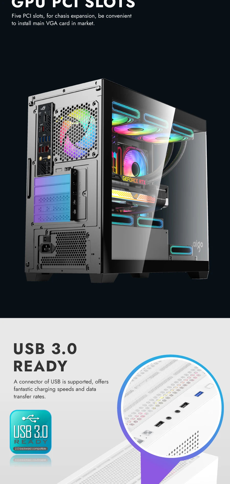 DarkFlash AIGO C218M Black Tempered Glass Gaming Case