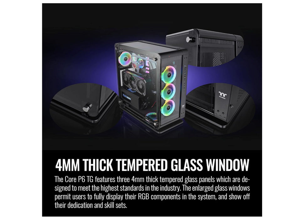 Thermaltake Core P6 TG Transformable ATX Modular Gaming Case - Black