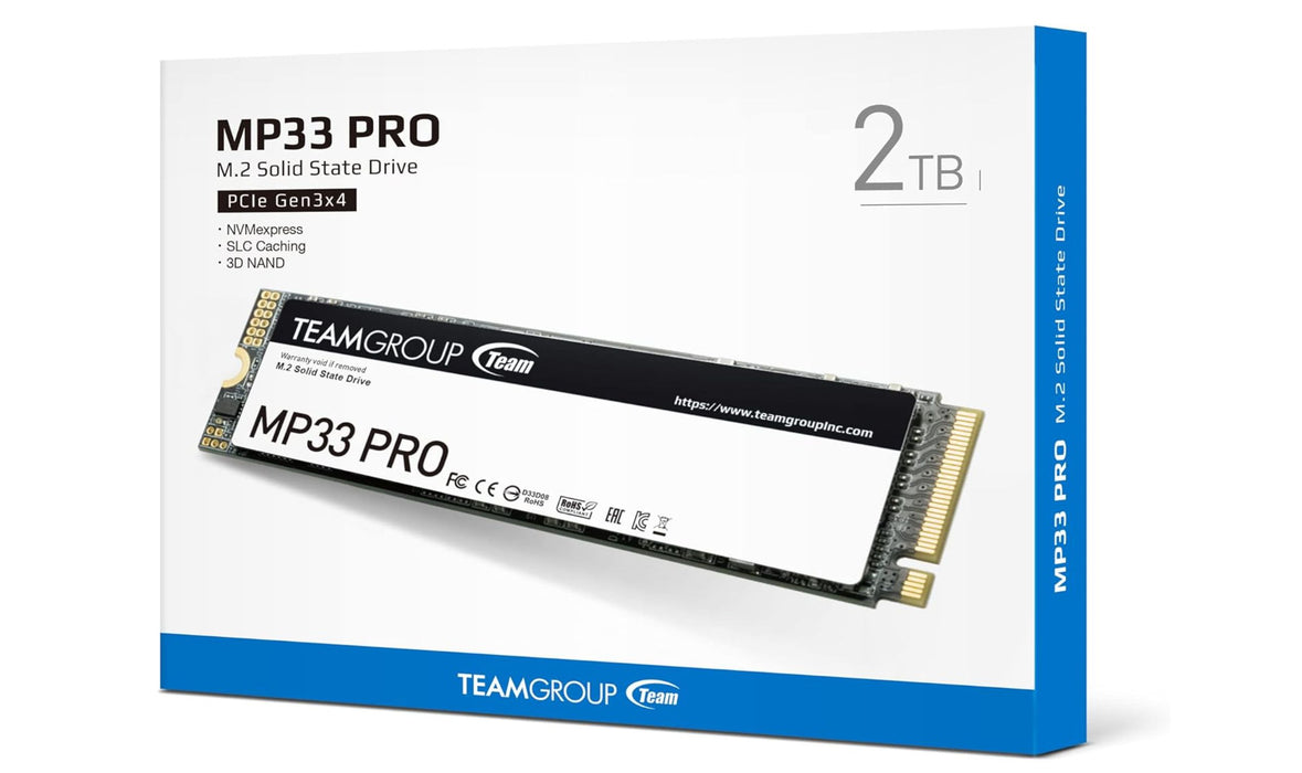 TEAMGROUP MP33 PRO 2TB 3D NAND NVMe PCIe Gen3x4 M.2 2280 SSD - R/W 2,400 / 2,100 MB/s