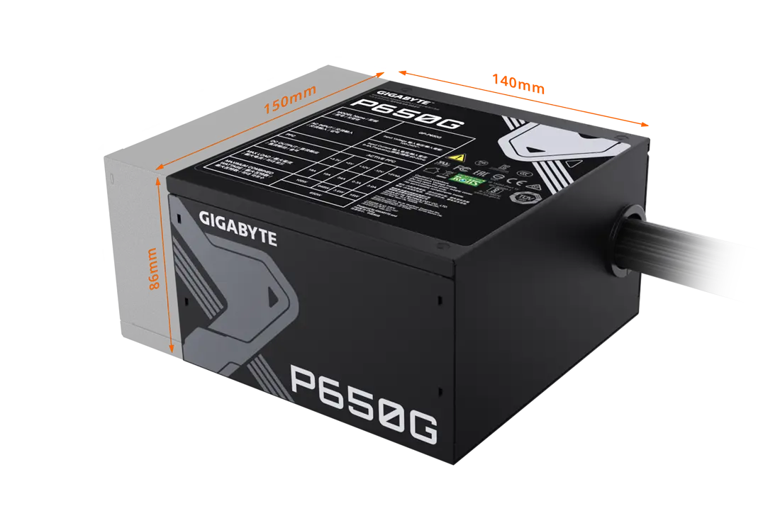 Gigabyte P650G 650W Power Supply 80 Plus Gold - 5 Years Warranty