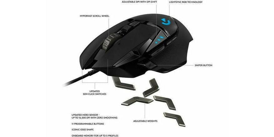 Logitech G502 Hero - USB Wired - Godmode Gaming Mouse Logitech